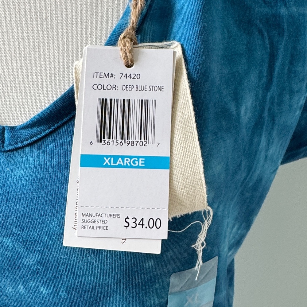 Earth Yoga Blue Tie-Dye V-Neck Short Sleeve Top size XL - Picture 3 of 8